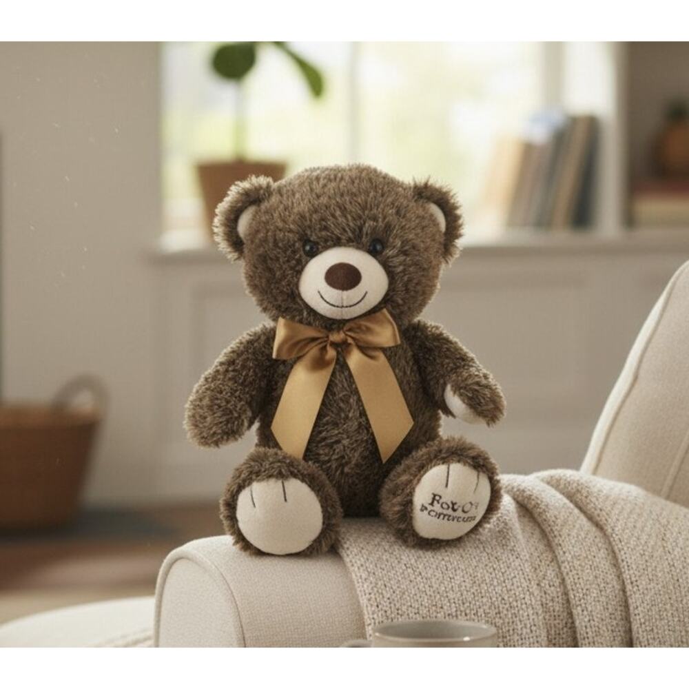 FAO Schwarz 17" Brown Teddy Bear Plush Stuffed Animal Bow Tie